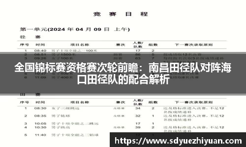 全国锦标赛资格赛次轮前瞻：南昌田径队对阵海口田径队的配合解析